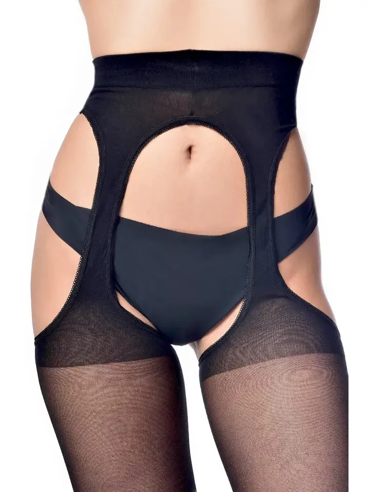 20 Den Bodyfree Suspender Tights in Black - sizes 4-20