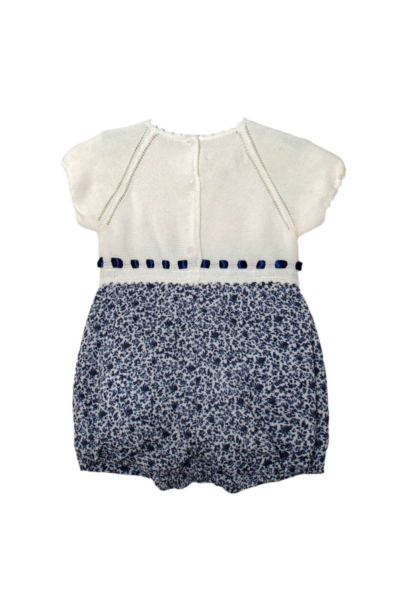 20137-Blue & White Knit Baby Boy Romper