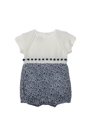 20137-Blue & White Knit Baby Boy Romper