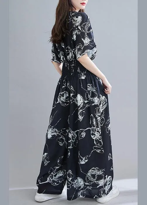 2021 New Black Print Jumpsuit Loose Jumpsuit