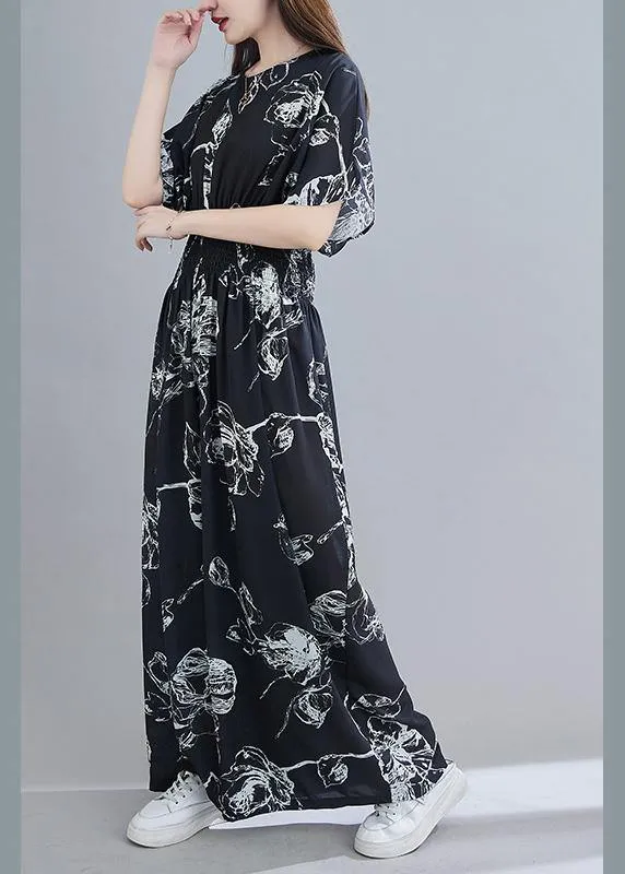 2021 New Black Print Jumpsuit Loose Jumpsuit