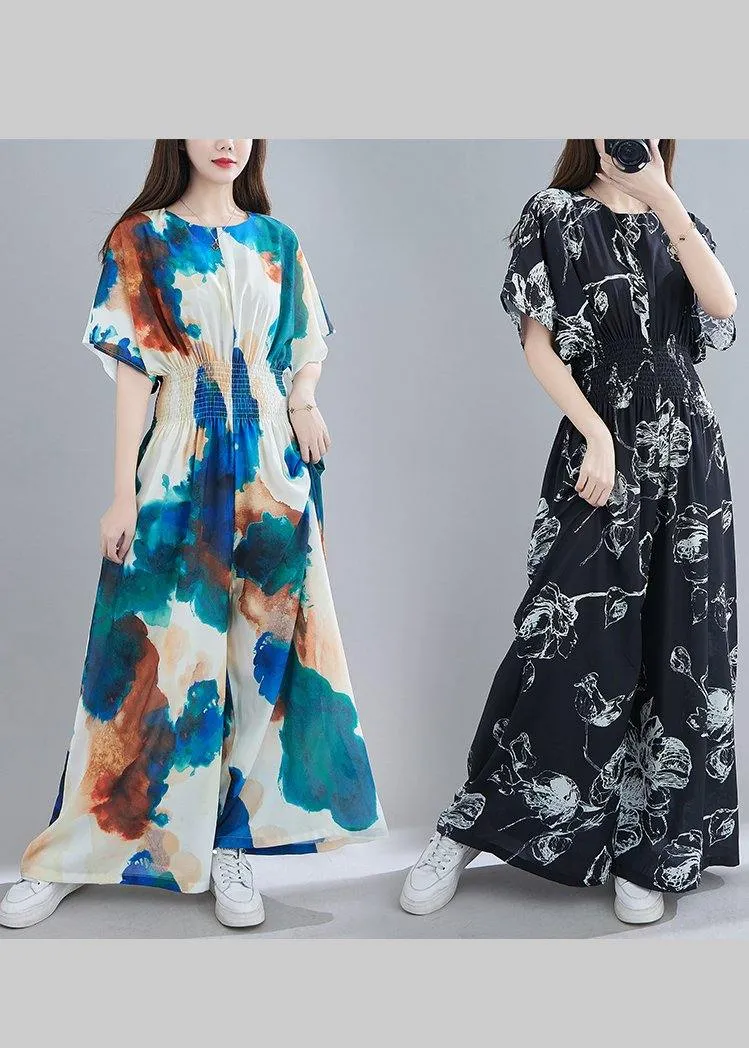 2021 New Black Print Jumpsuit Loose Jumpsuit