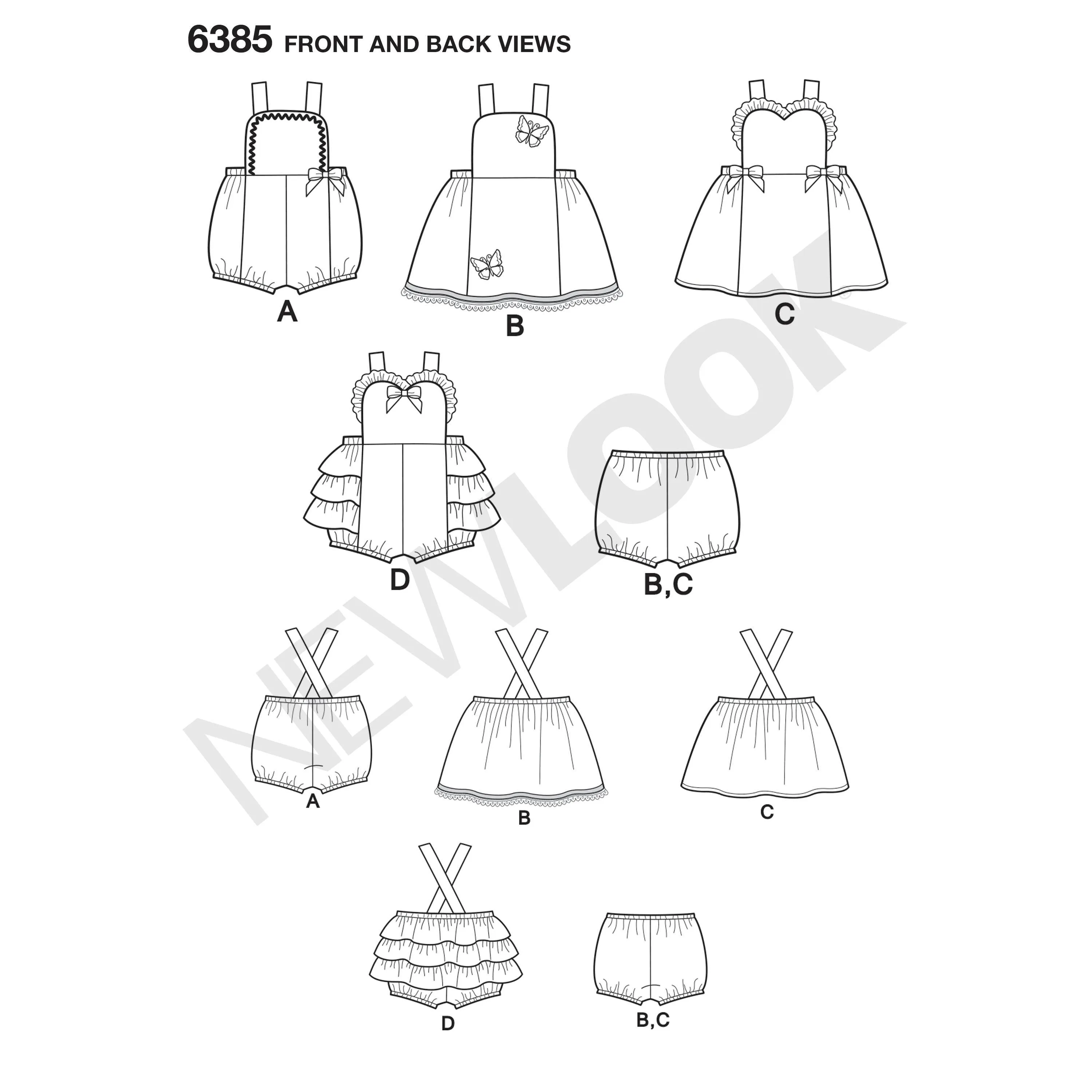 6385 Babies' Dress, Romper and Panties