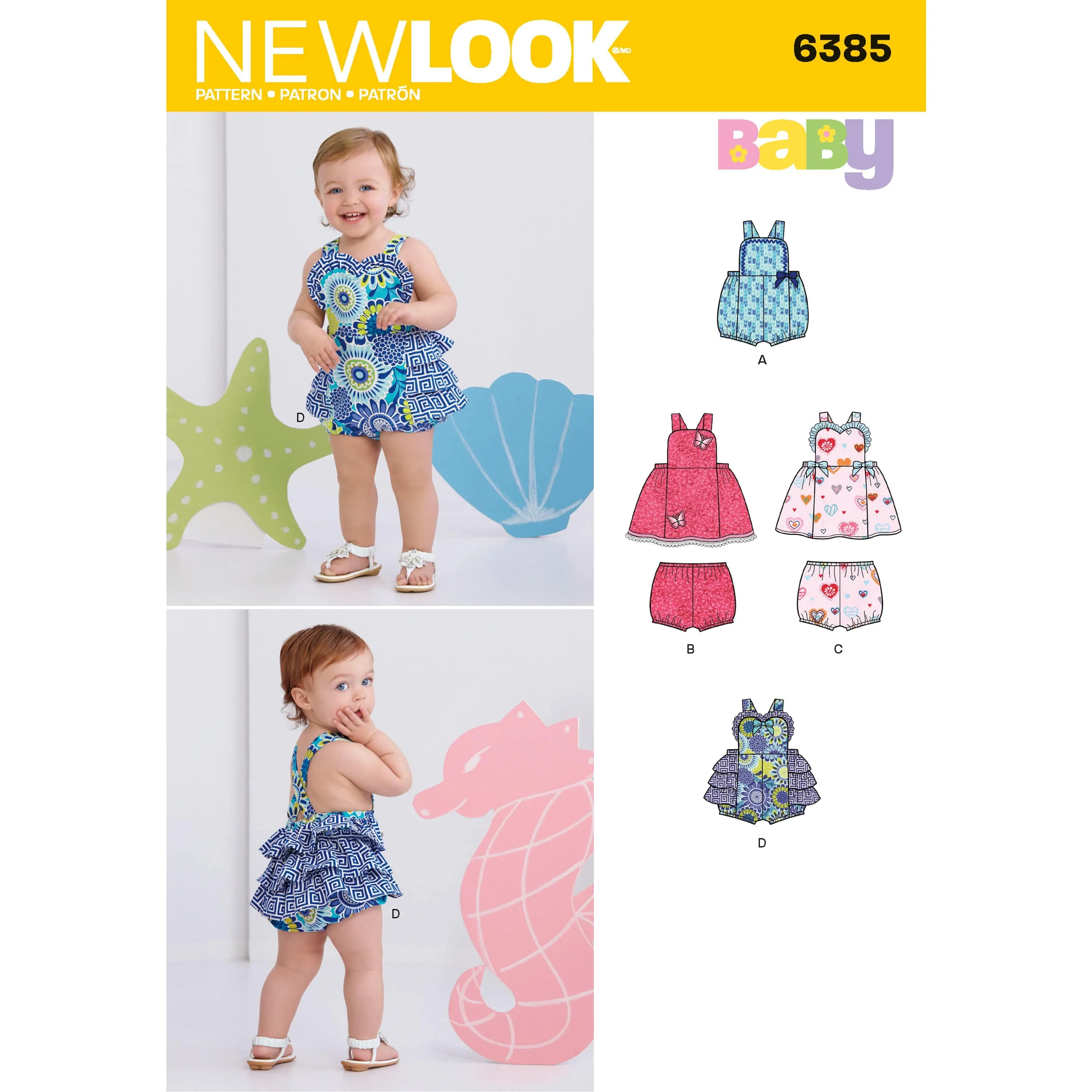6385 Babies' Dress, Romper and Panties