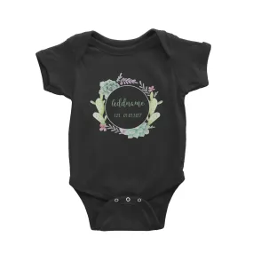 Add Name and Add Date in Succulent Wreath Baby Romper