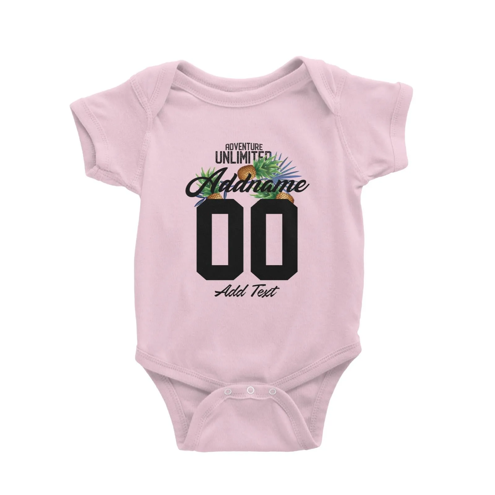 Adventure Unlimited with Pineapples Personalizable with Name Number and Text Baby Romper