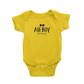 Ah Boy with Black Bow Tie Baby Romper