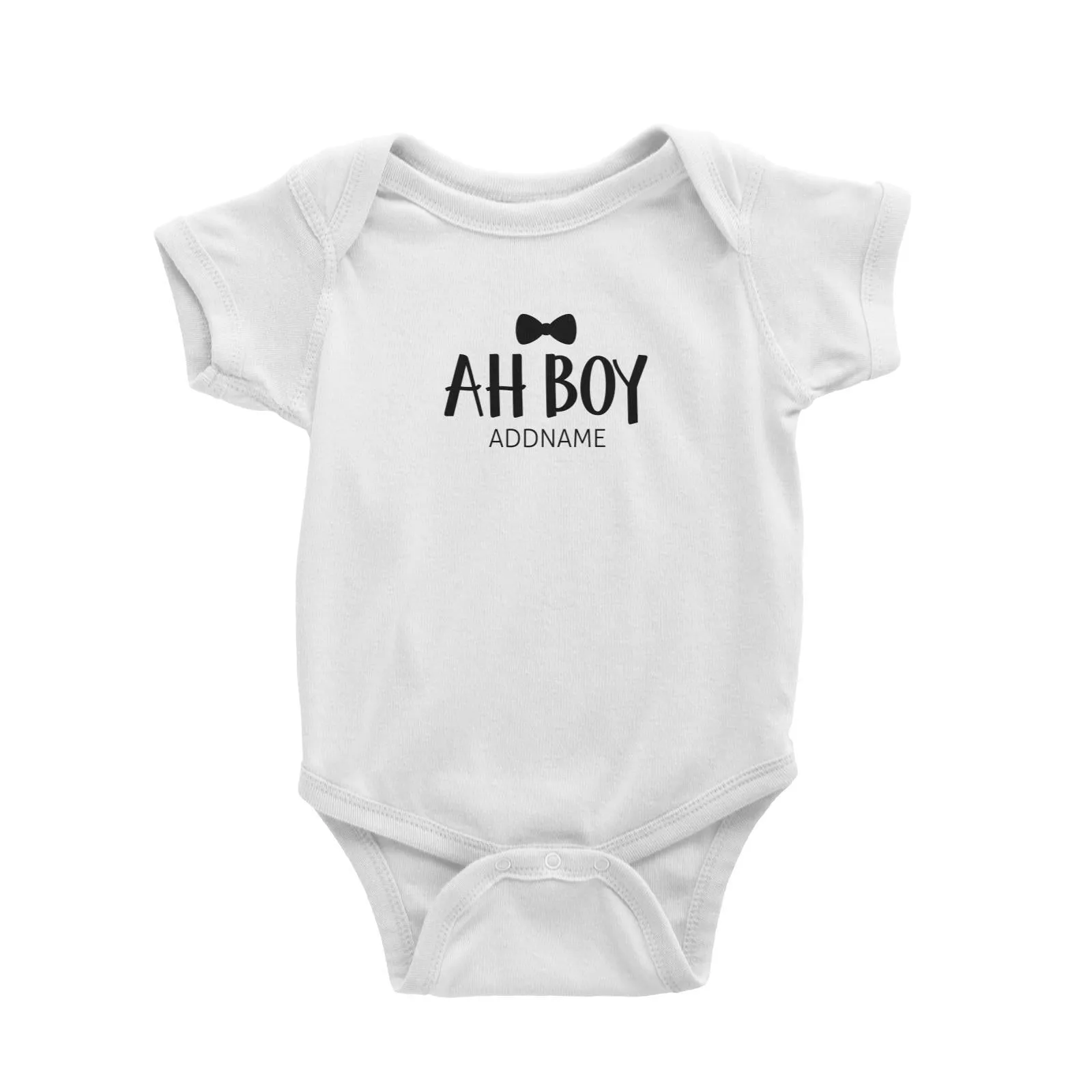 Ah Boy with Black Bow Tie Baby Romper