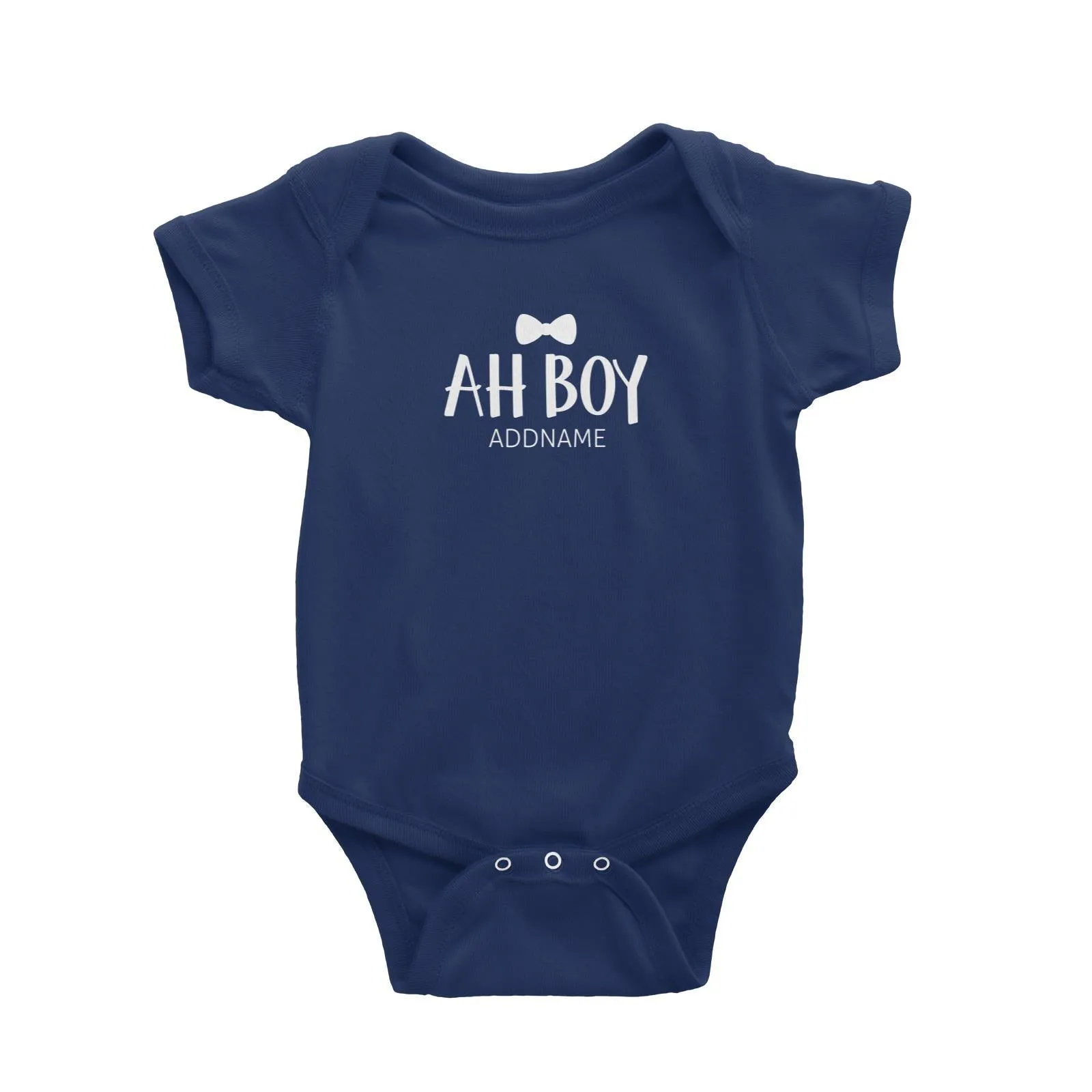Ah Boy with Black Bow Tie Baby Romper
