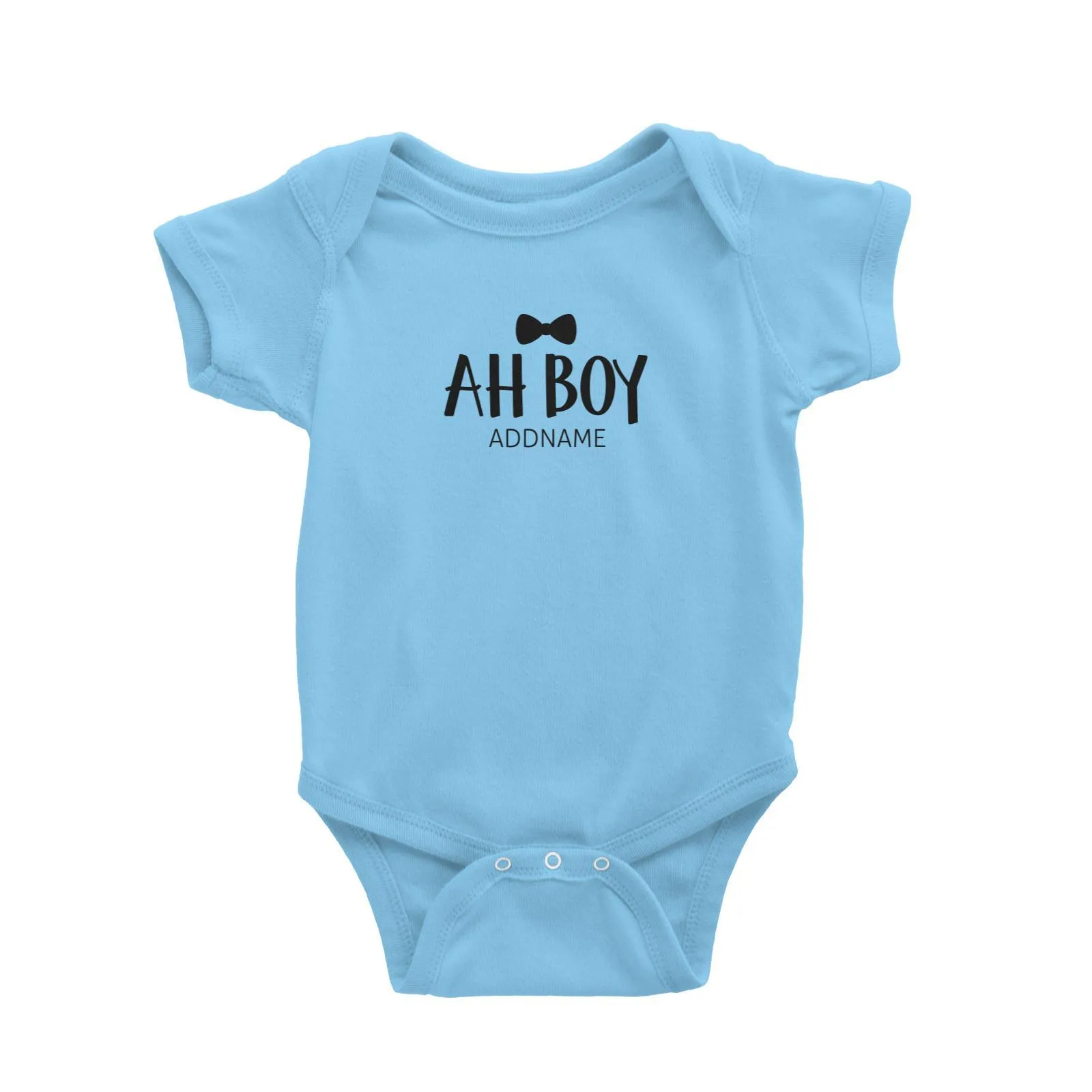 Ah Boy with Black Bow Tie Baby Romper