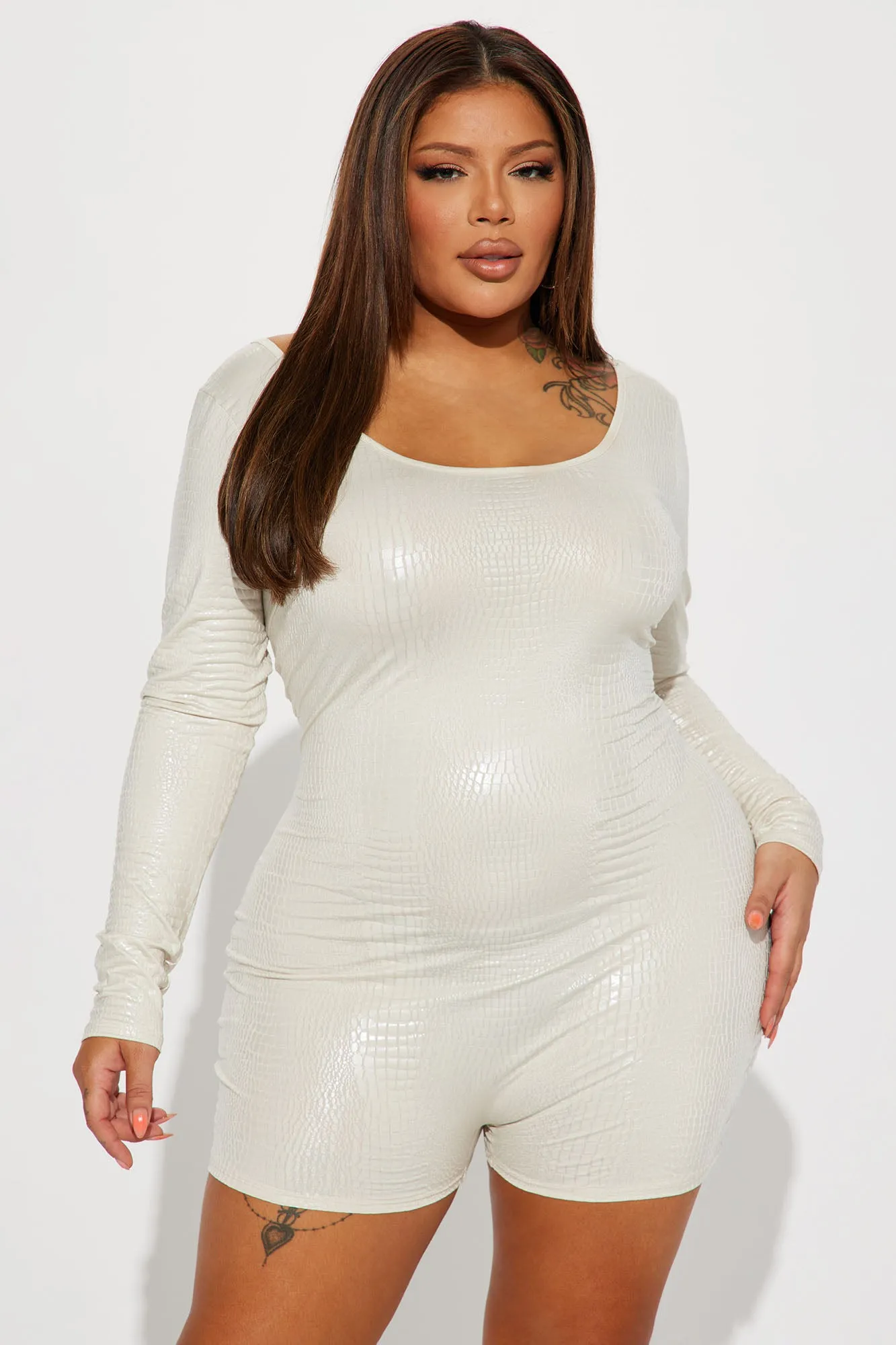 Alania Embossed Romper - Cream
