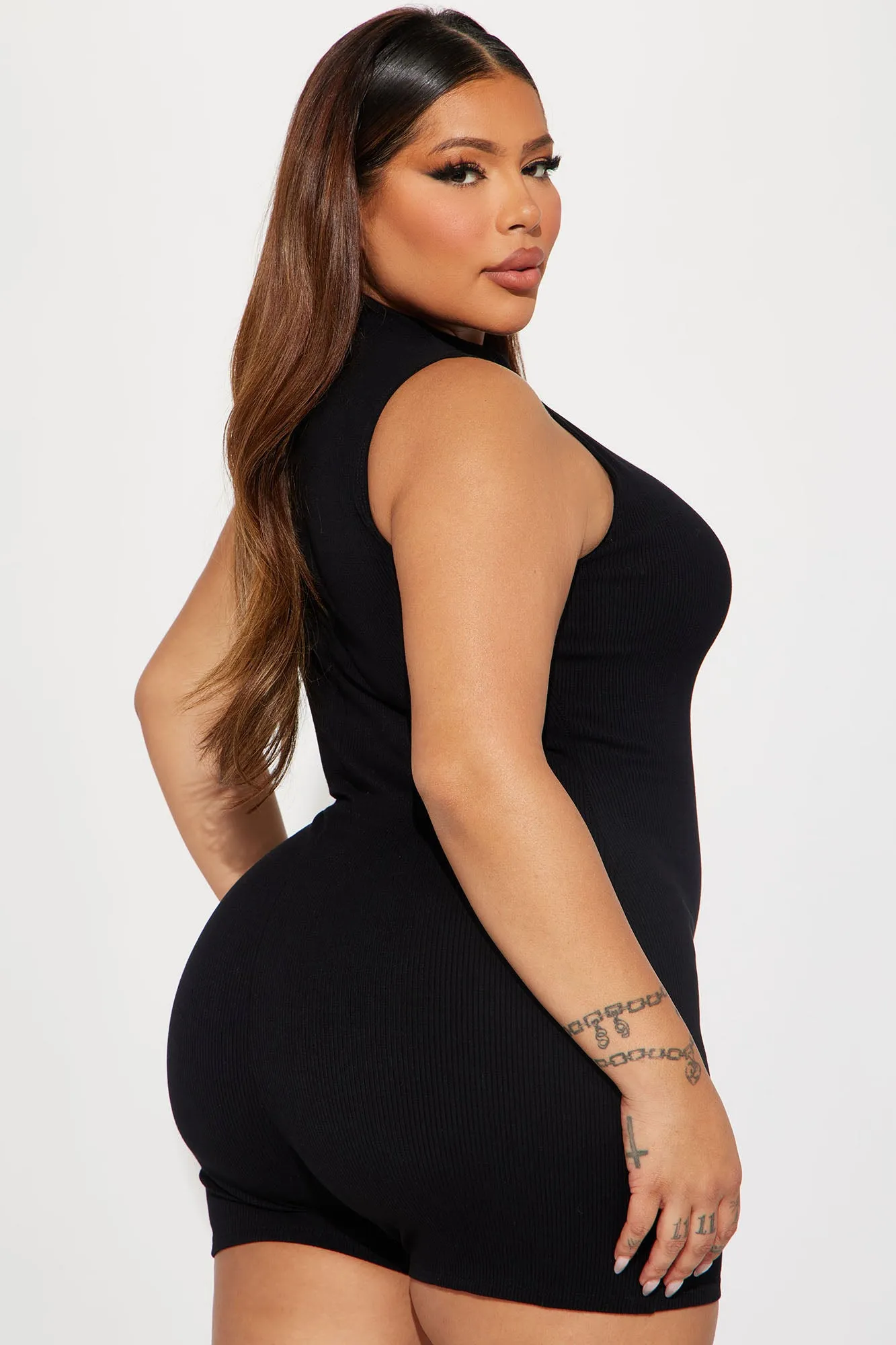 Amber Snatched Romper - Black