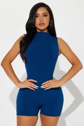 Amber Snatched Romper - Navy