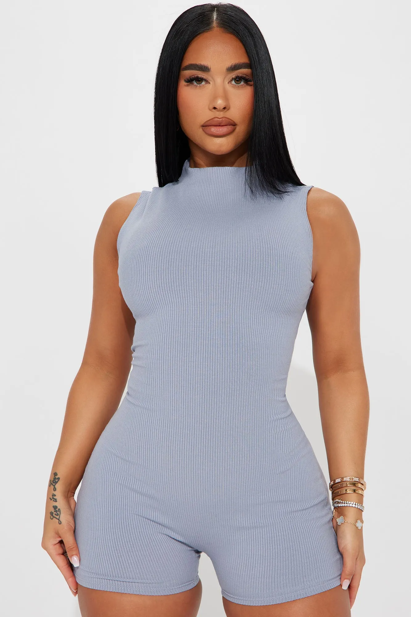 Amber Snatched Romper - Slate Grey