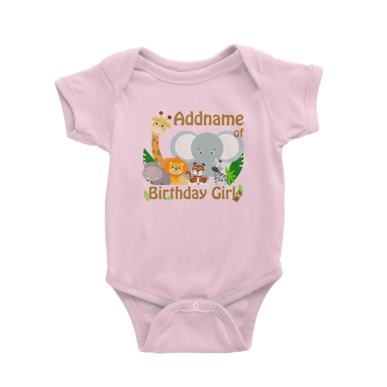 Animal Safari Jungle Birthday Theme Addname of Birthday Girl Baby Romper