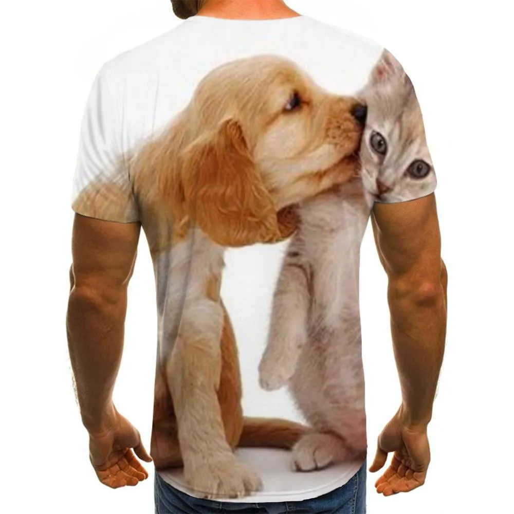 animal shirtFunny 3D t shirt docile petsCool art costume cat and dog men