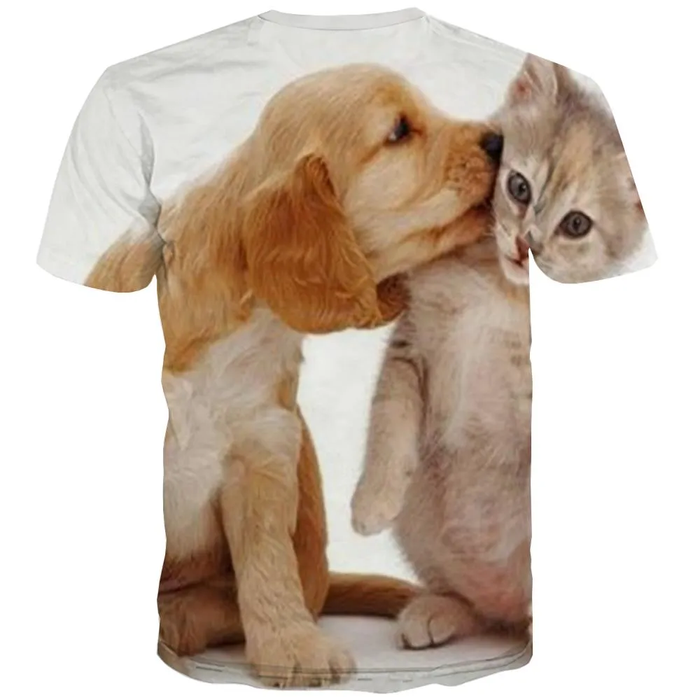animal shirtFunny 3D t shirt docile petsCool art costume cat and dog men