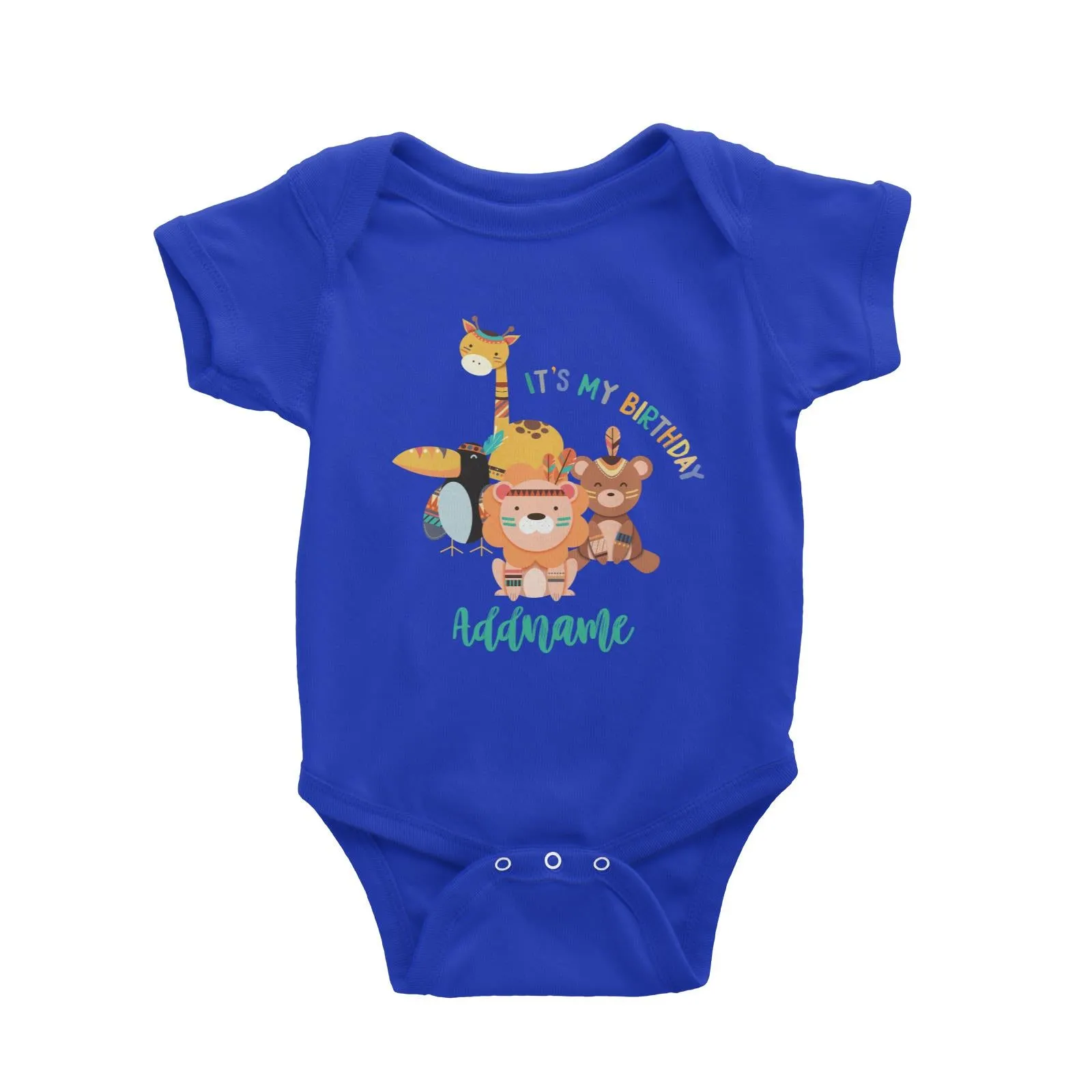 Animal Tribal Birthday Theme Addname Baby Romper