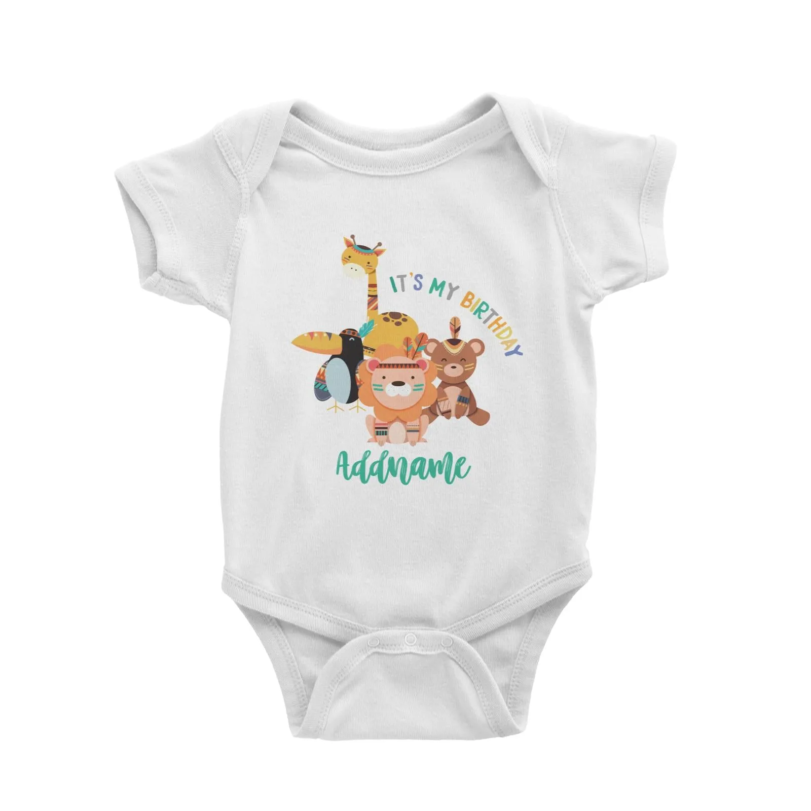 Animal Tribal Birthday Theme Addname Baby Romper