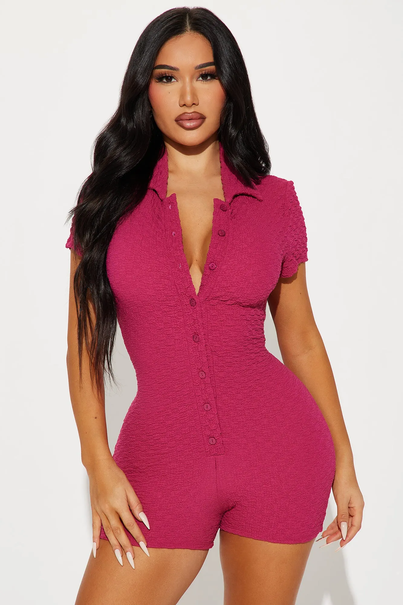 Aniza Textured Romper - Magenta