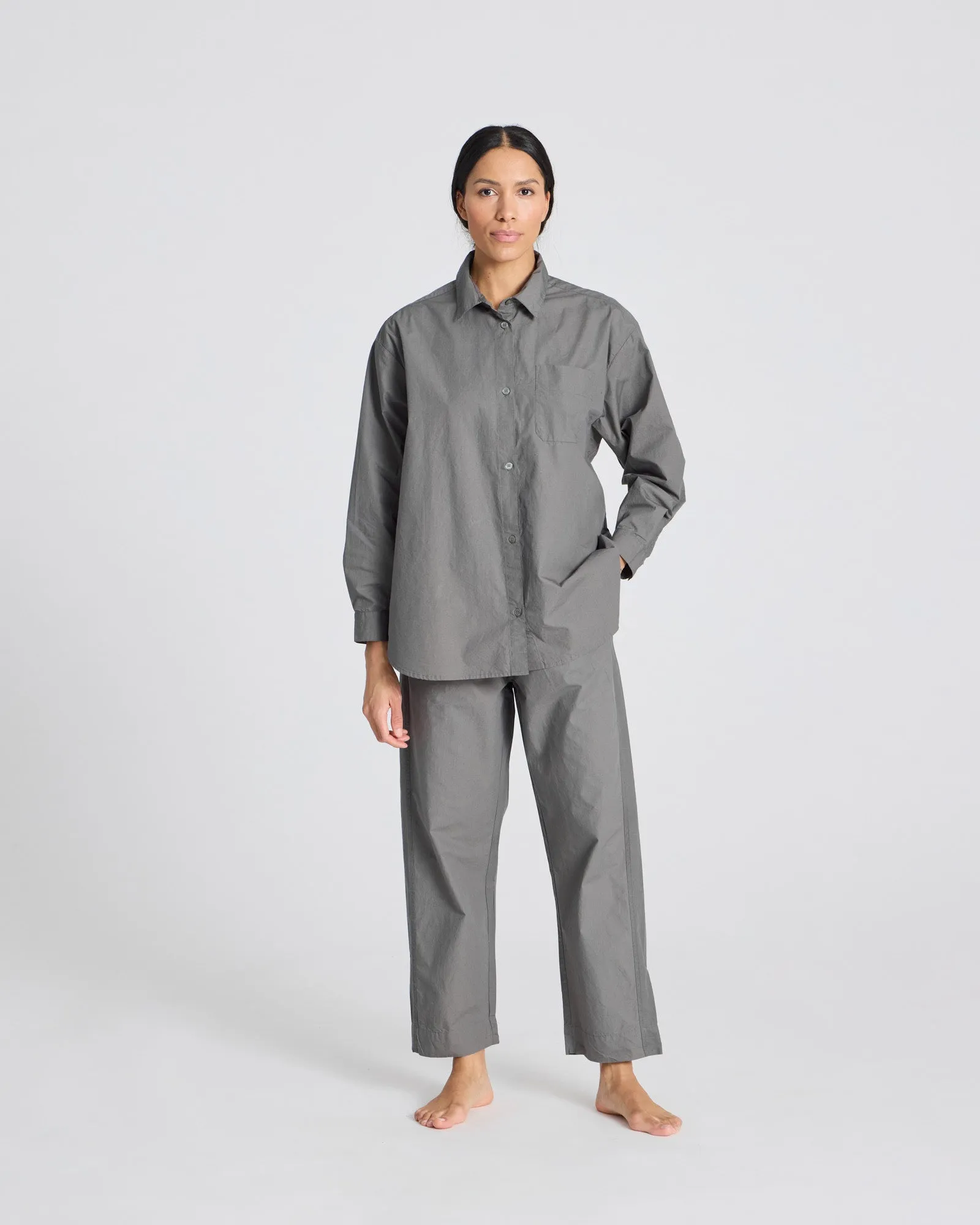Astrid Pant Poplin - Metal Grey