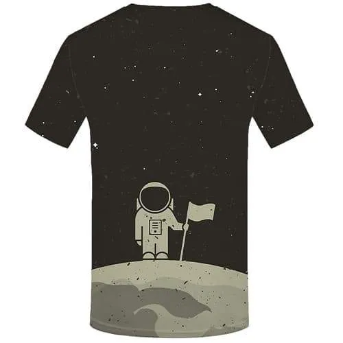 Astronaut T-shirt Men Cartoon Tshirts Casual Gray Tshirt Anime Galaxy Space Shirt Print Retro Tshirts Novelty Short Sleeve
