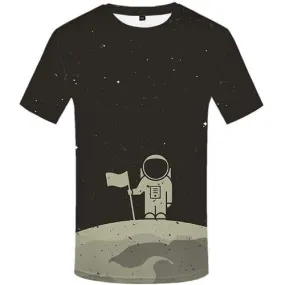 Astronaut T-shirt Men Cartoon Tshirts Casual Gray Tshirt Anime Galaxy Space Shirt Print Retro Tshirts Novelty Short Sleeve