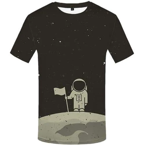 Astronaut T-shirt Men Cartoon Tshirts Casual Gray Tshirt Anime Galaxy Space Shirt Print Retro Tshirts Novelty Short Sleeve