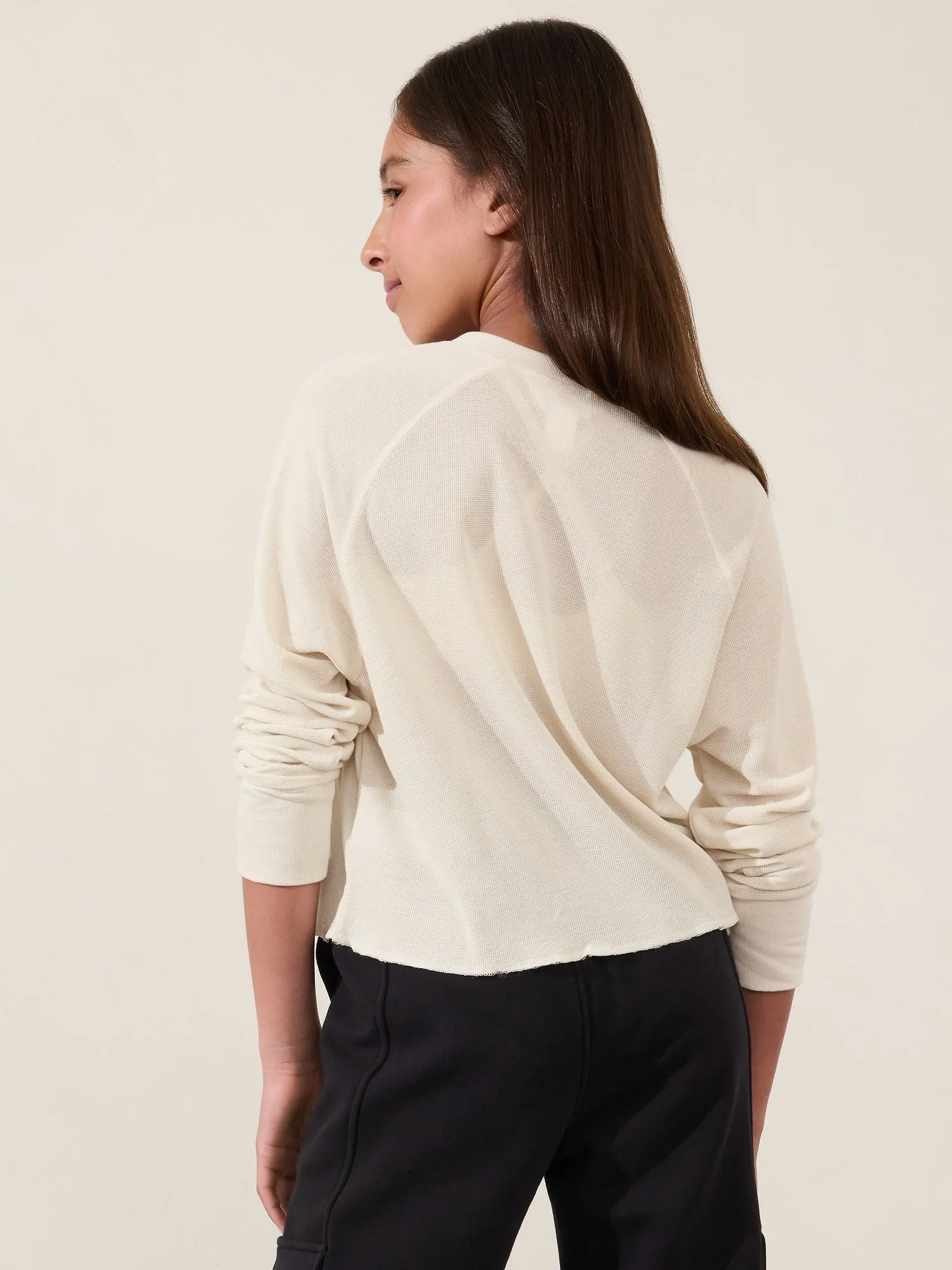 Athleta Girl Wander Waffle Henley Top
