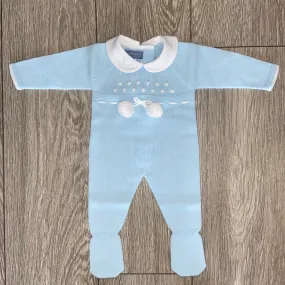 AW21 Aurea Baby Boys Blue Knitted Babygrow