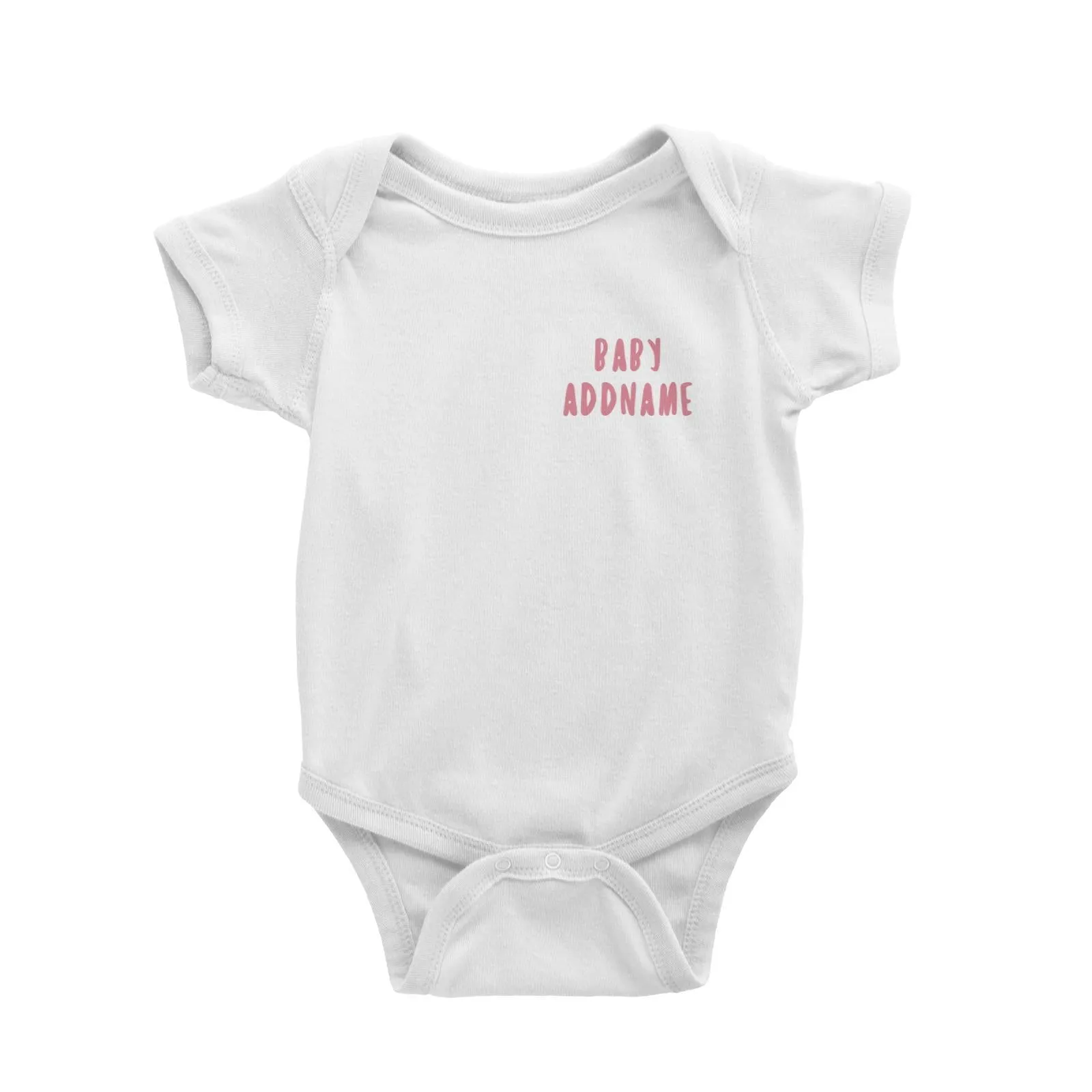 Baby Addname Logo in Pink Baby Romper Personalizable Designs Basic Newborn