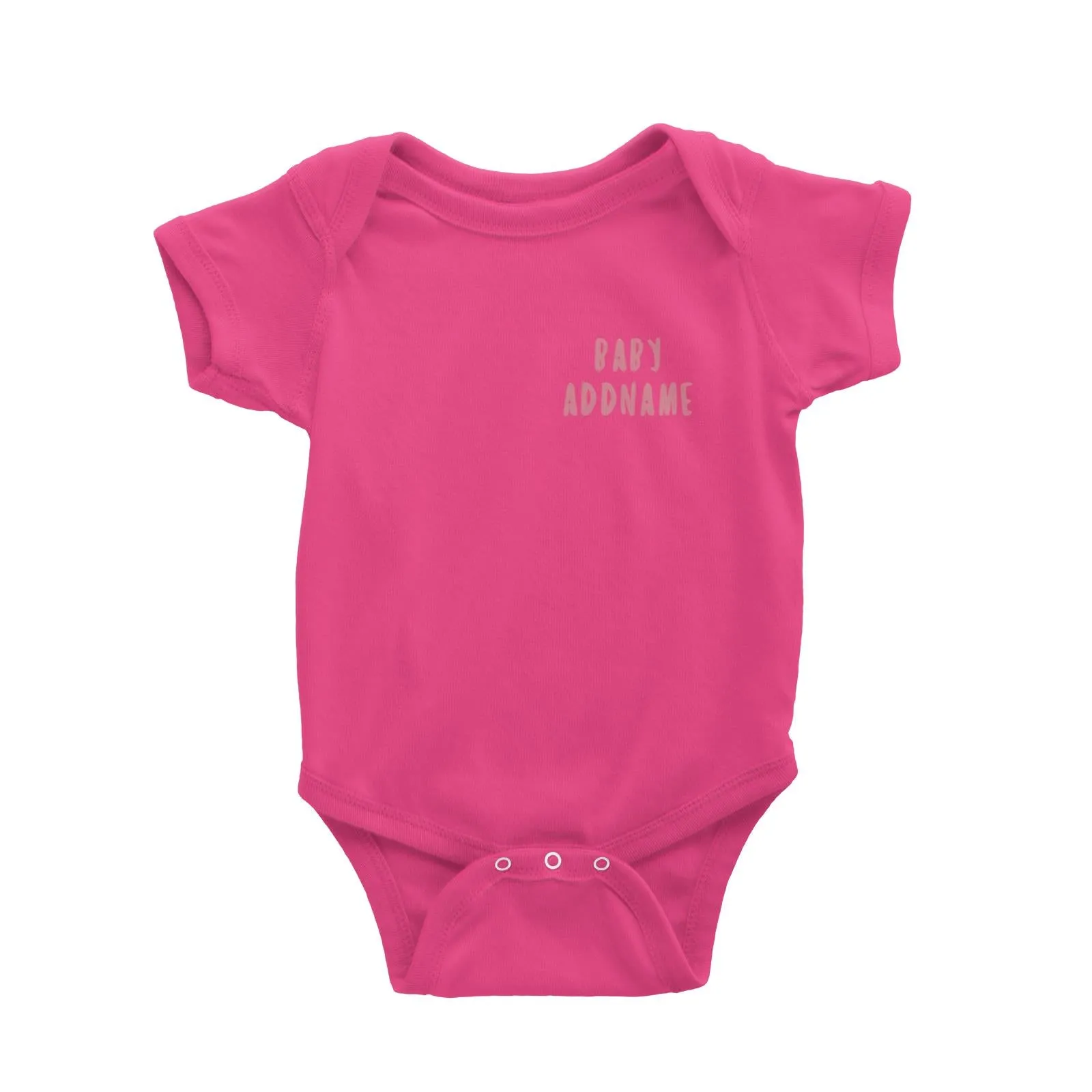 Baby Addname Logo in Pink Baby Romper Personalizable Designs Basic Newborn