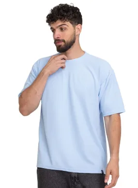 Baby Blue Waffle Over Size Round T-Shirt