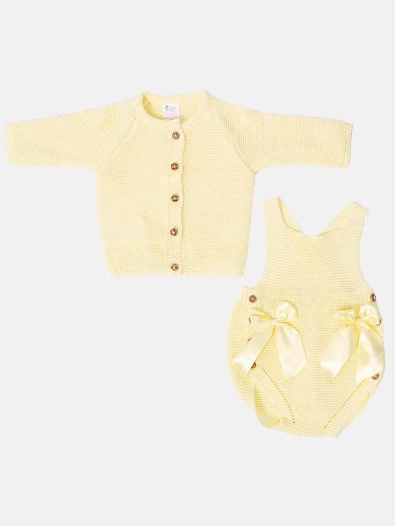 Baby Girl Emmeline Collection 2-piece Knitted Set-Lemon Yellow