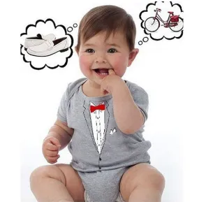 Baby Romper Gray Tuxedo Statement Romper
