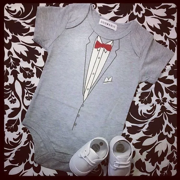 Baby Romper Gray Tuxedo Statement Romper