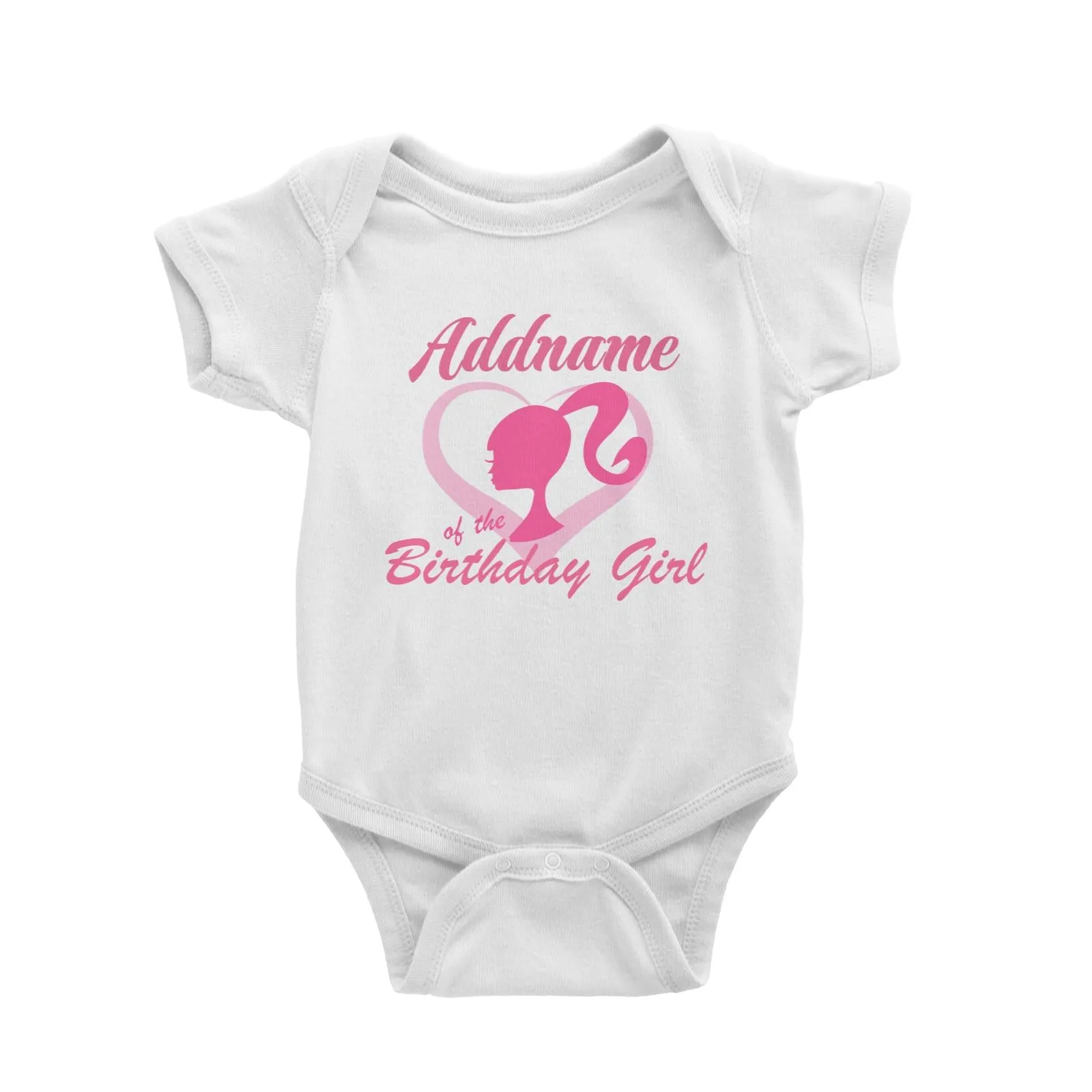 Barbie Silhouette Birthday Theme Addname of the Birthday Girl Baby Romper
