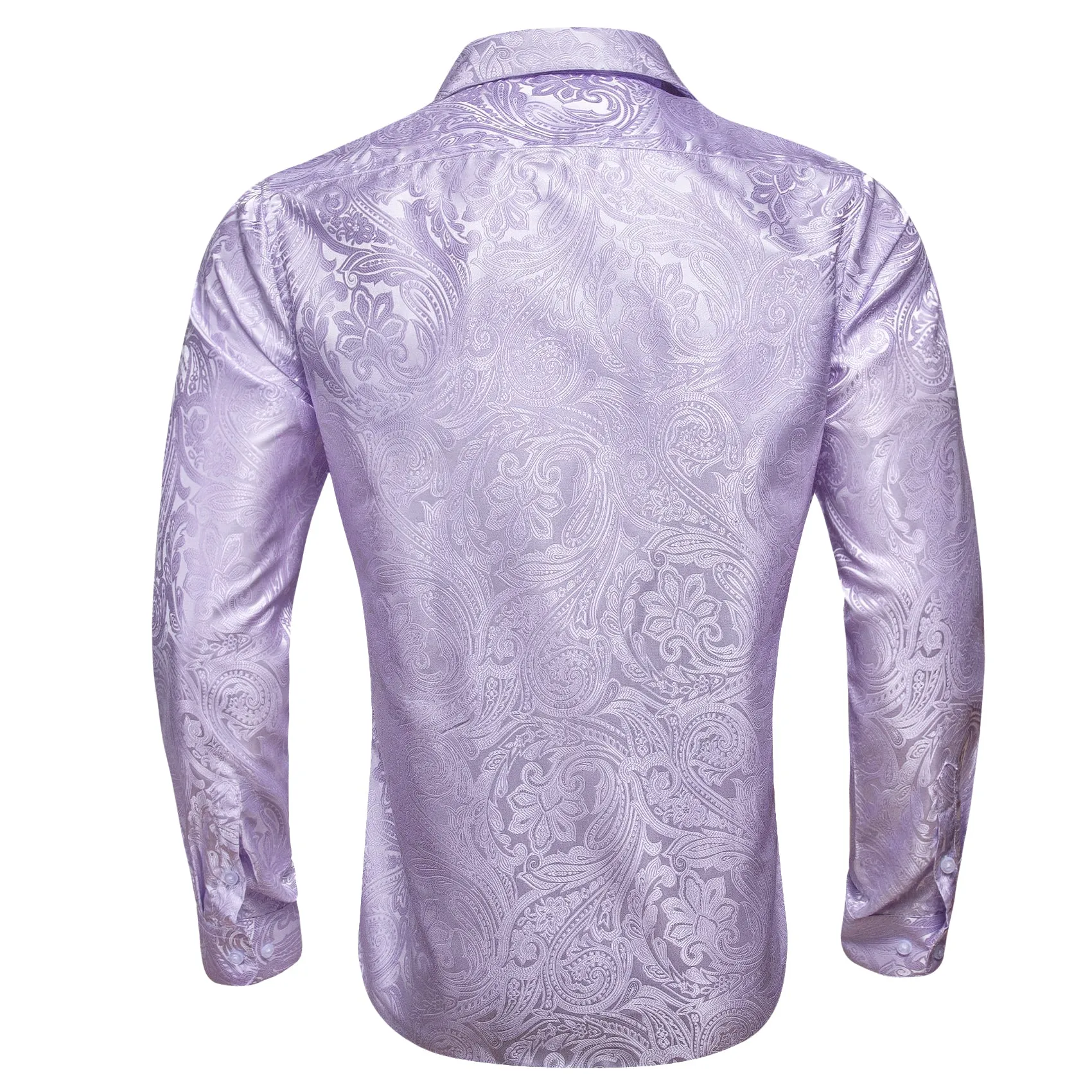 Barry Wang Button Down Shirt Men's Light Purple Paisley Silk Shirt
