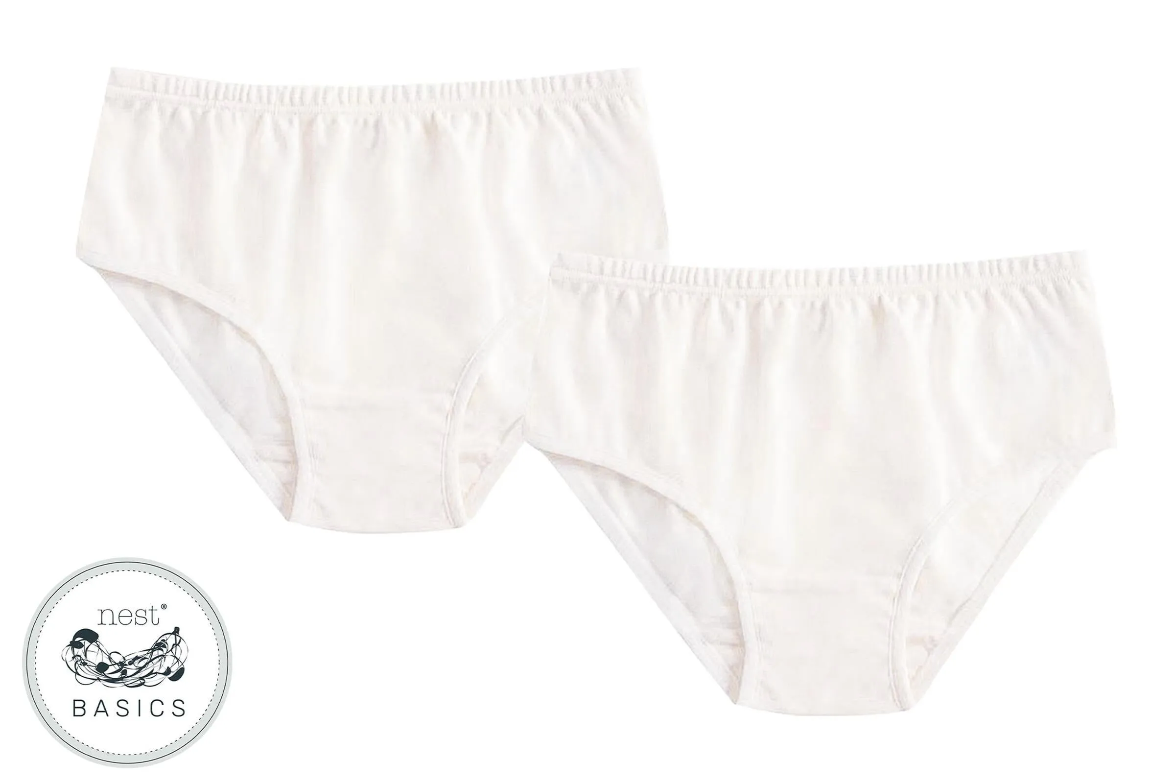 Basics Organic Cotton Ribbed Briefs Underwear (2 Pack) - White