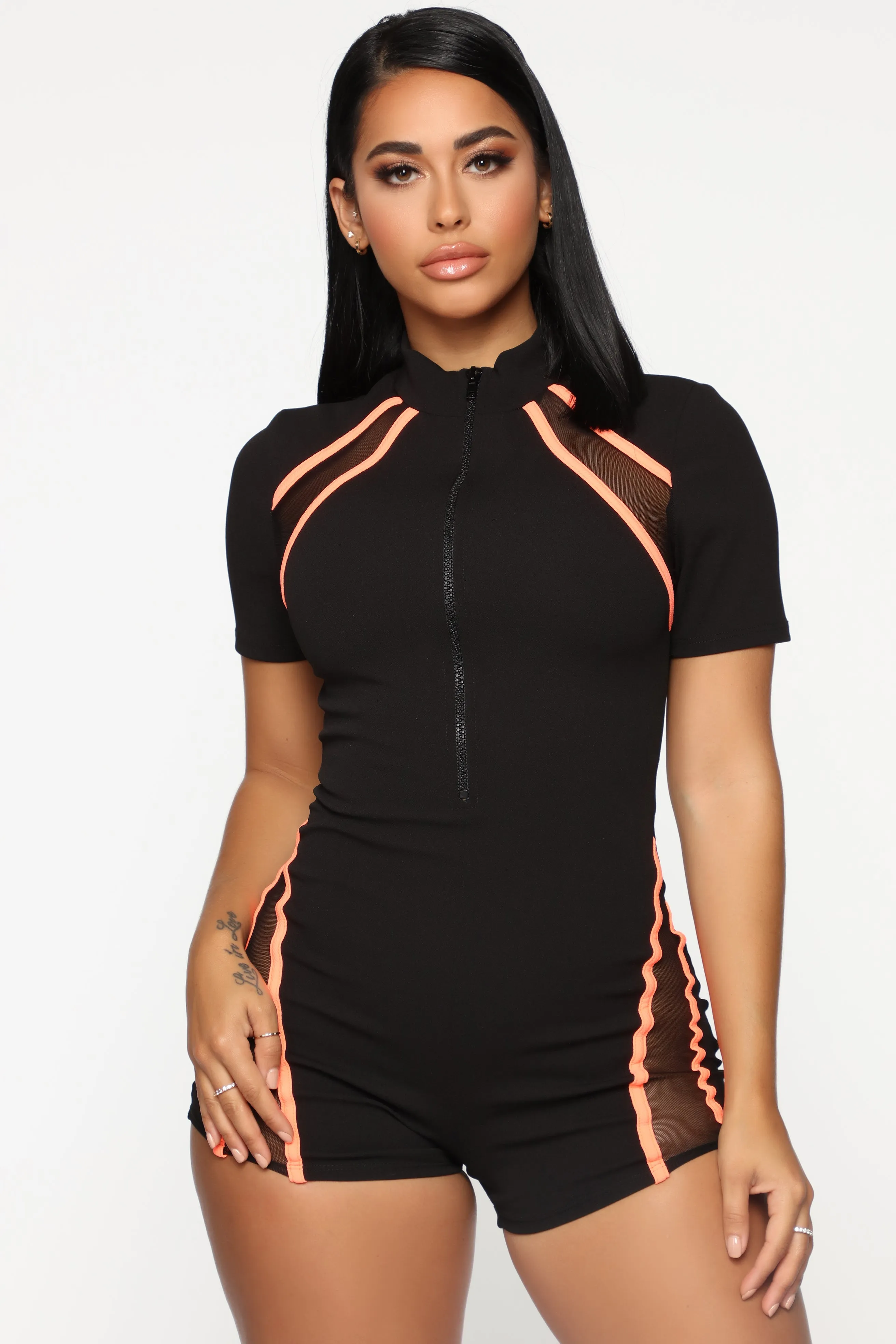Best Choice Romper - Black/Coral