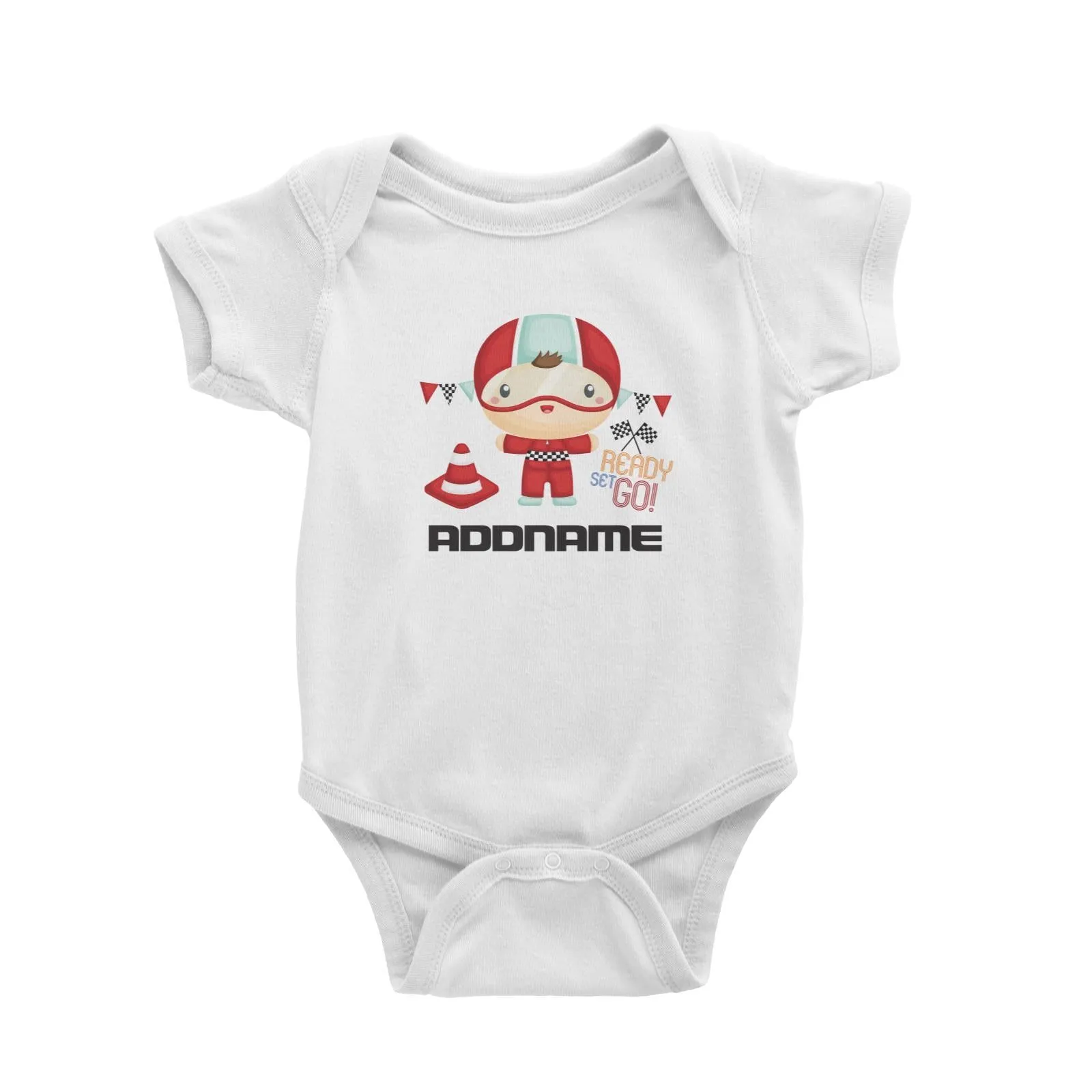 Birthday Cars Race Racer Boy Ready Set Go Addname Baby Romper