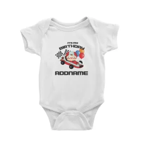 Birthday Cars Race Racer Boy With Racing Cars Its My Birthday Addname Baby Romper