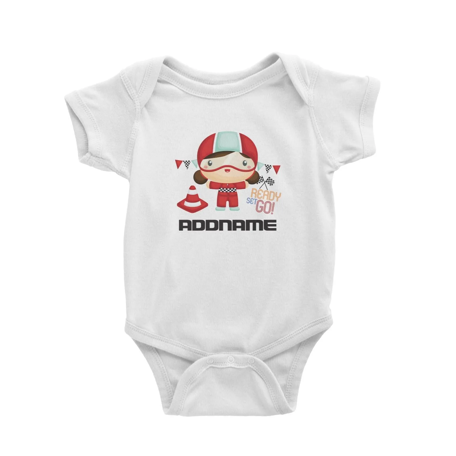 Birthday Cars Race Racer Girl Ready Set Go Addname Baby Romper