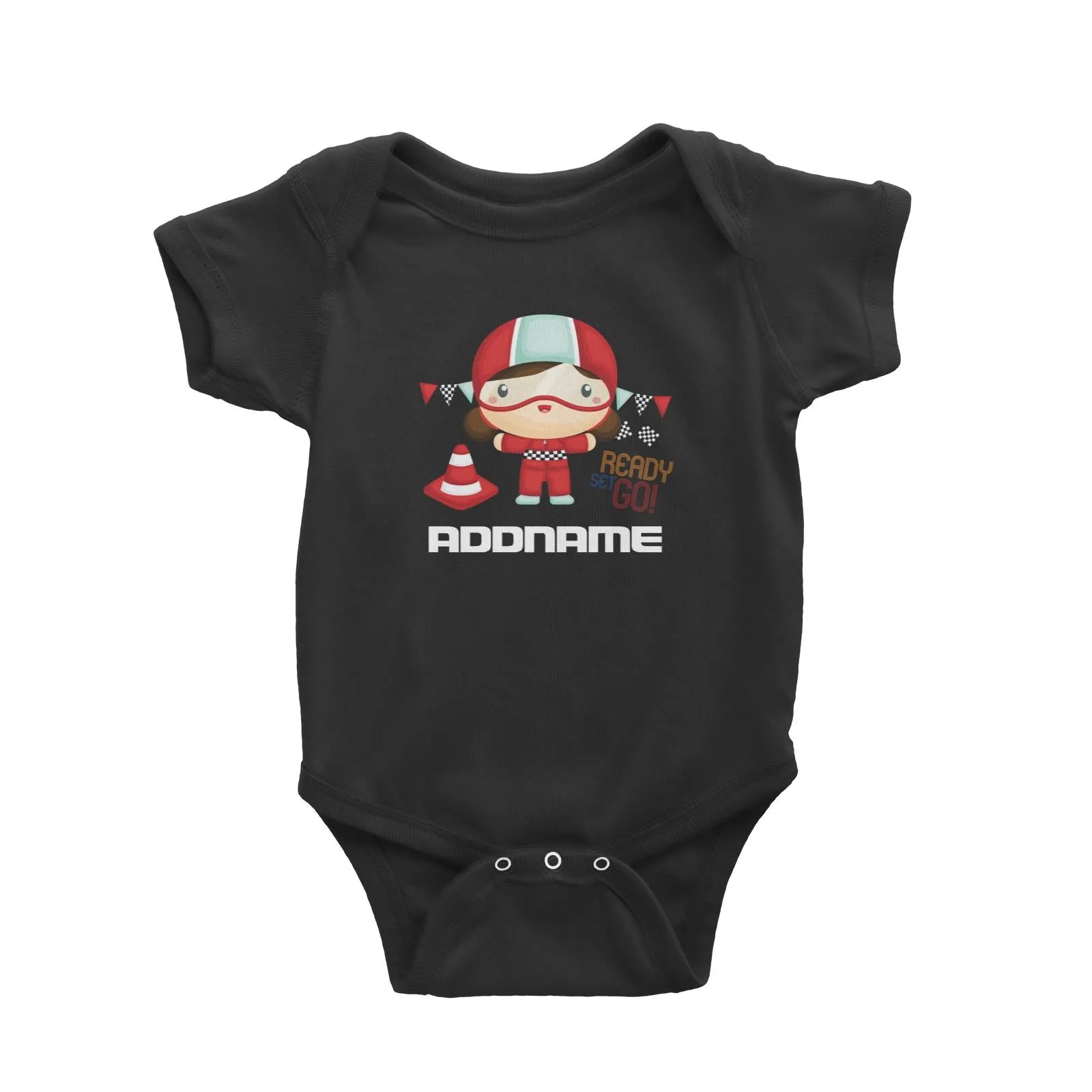 Birthday Cars Race Racer Girl Ready Set Go Addname Baby Romper