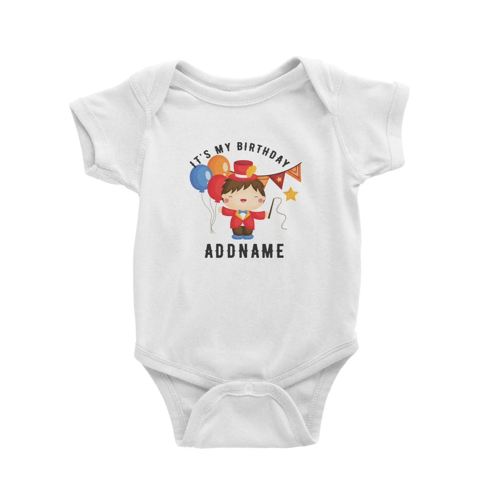 Birthday Circus Happy Boy Leader of Performance It's My Birthday Addname Baby Romper