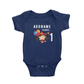 Birthday Circus Happy Girl Leader of Performance Addname Turns 1 Baby Romper