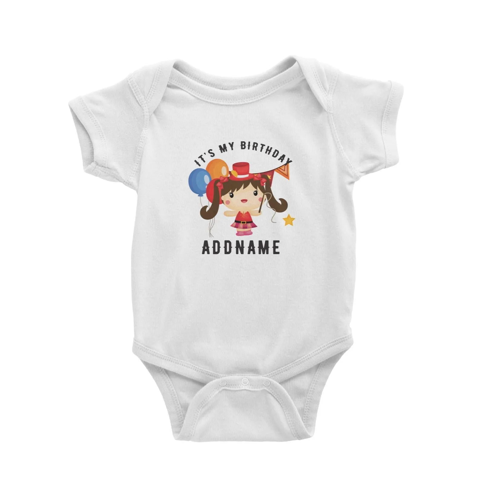 Birthday Circus Happy Girl Leader of Performance It's My Birthday Addname Baby Romper