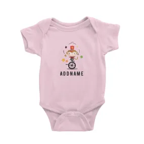 Birthday Circus Monkey Juggling With Unicycle Addname Baby Romper
