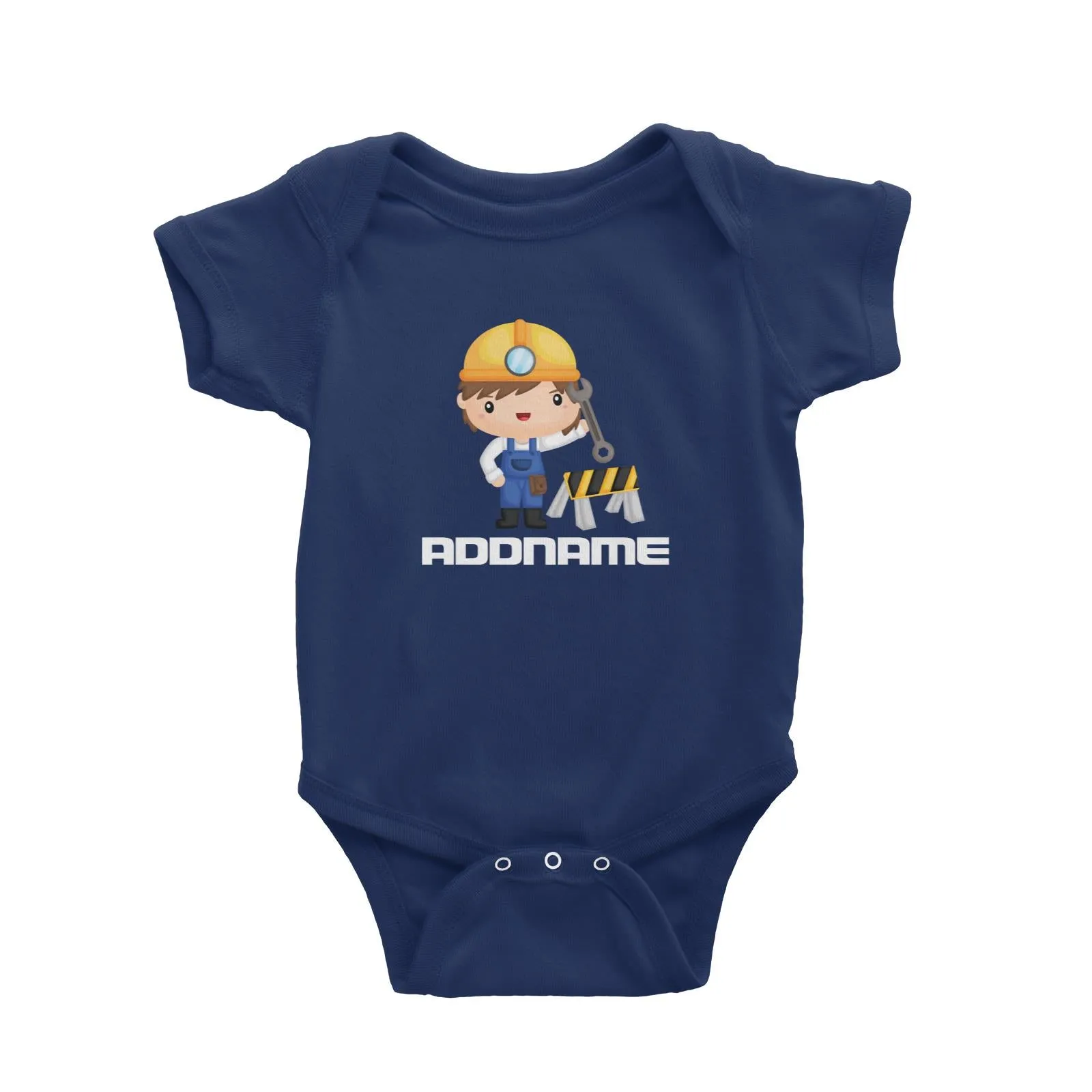 Birthday Construction Repair Worker Boy Addname Baby Romper