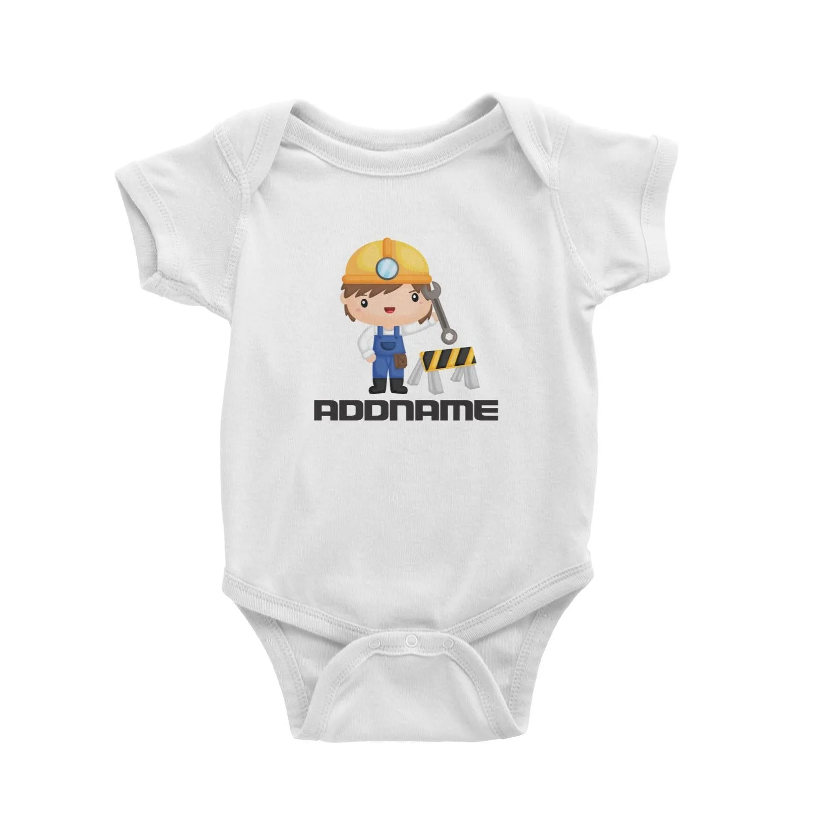 Birthday Construction Repair Worker Boy Addname Baby Romper